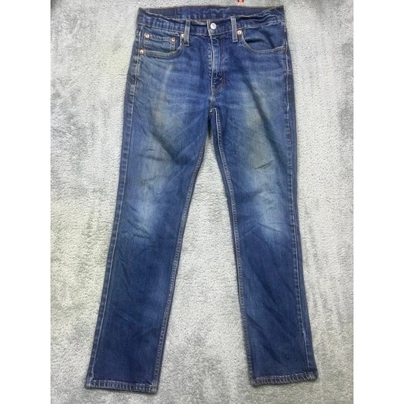 Levis 511 Jeans Mens 32x30 Blue Slim Straight Light Wash Stretch Fade Distressed - Picture 1 of 13